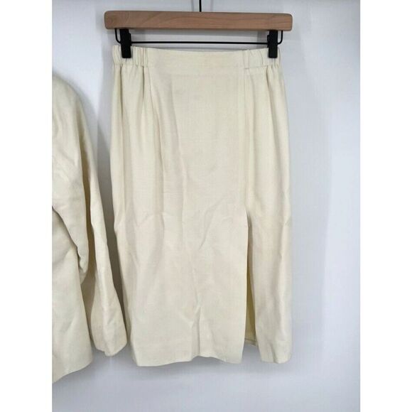 Vintage Criscione New York Blazer/Skirt Suit Set Small Embellished Collar Ivory - Picture 2 of 10